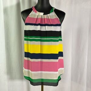 🛍 6 for $35 • Violet + Claire Colorful Striped Sleeveless Pleated Blouse